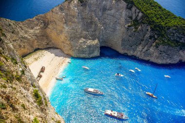 Navagio beach, Zakynthos Adası Yunanistan. 