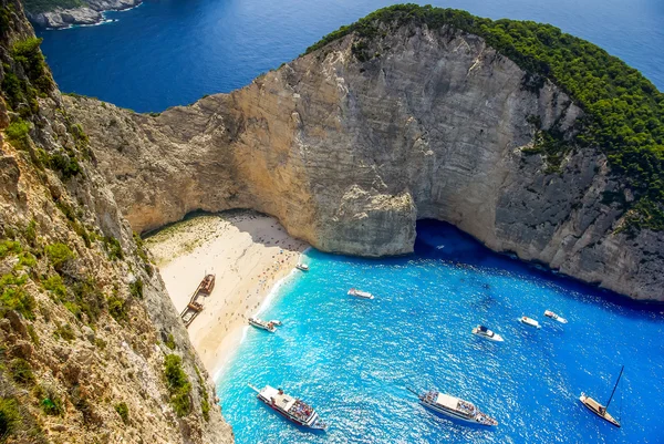 Navagio beach, Zakynthosz sziget, Görögország. — Stock Fotó