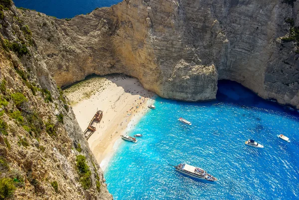 Navagio strand, Zakynthos island i Grekland. — Stockfoto