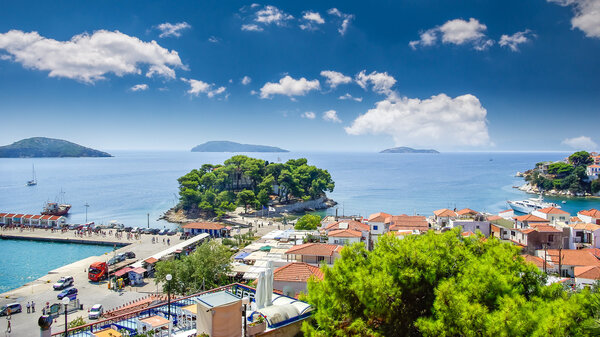 Skiathos town on Skiathos Island, Greece. 