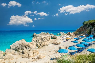 Kavalikefta Beach, Lefkada Adası, Yunanistan. 