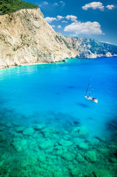 Plaża Porto Katsiki wyspie Lefkada, Grecja — Zdjęcie stockowe