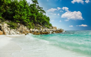Mermer beach (Saliara beach), Thassos Islands, Yunanistan. 