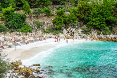 Mermer beach (Saliara beach), Thassos Islands, Yunanistan. 