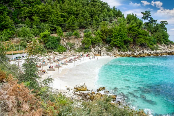 Mramorové beach (Saliara pláž), ostrovy Thassos, Řecko. — Stock fotografie
