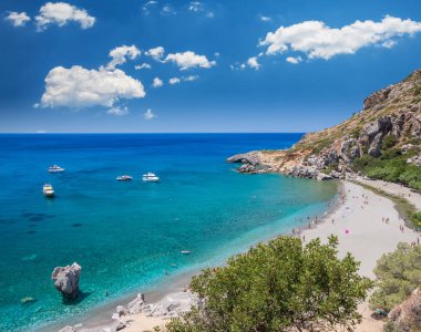 Preveli Beach Crete Island, Yunanistan. 