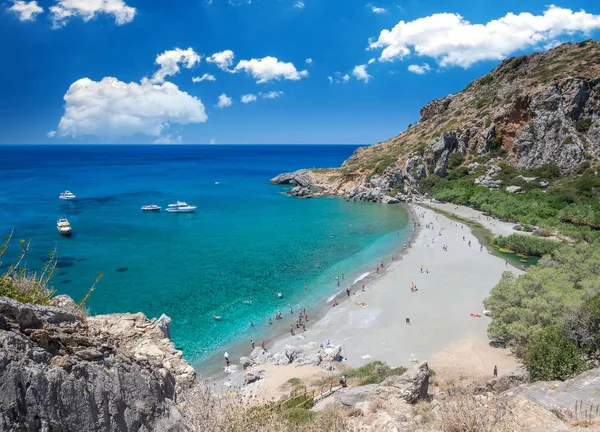 Spiaggia di Preveli nell'isola di Creta, Grecia . — Foto Stock