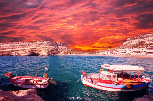 Matala beach on Crete island, Greece — Stock Photo, Image