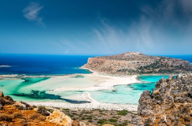 Balos lagün adada Crete, Yunanistan. 