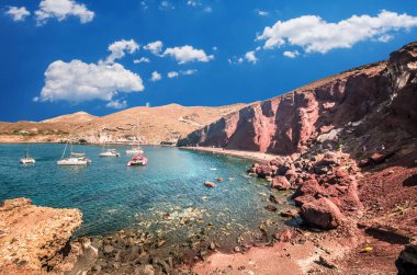 Kırmızı plaj. Santorini Island, Yunanistan. 