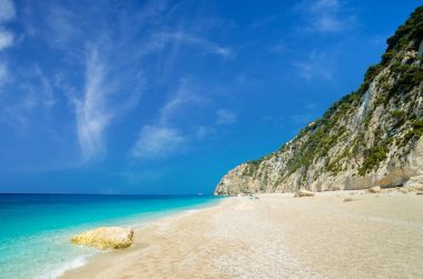 Egremni beach, Lefkada Adası, Yunanistan 