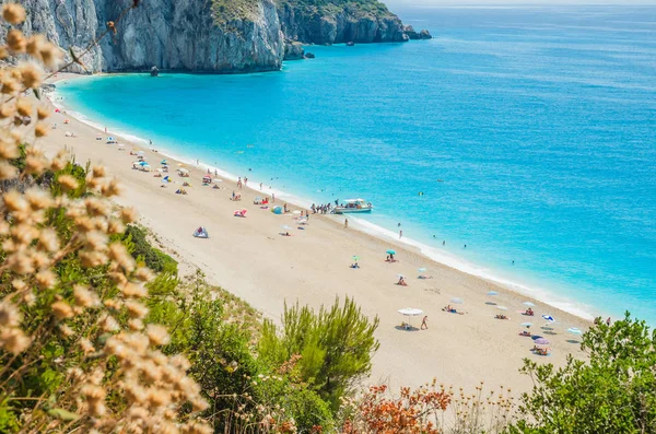 Spiaggia di Milos sull'isola di Lefkada, Grecia. — Foto Stock