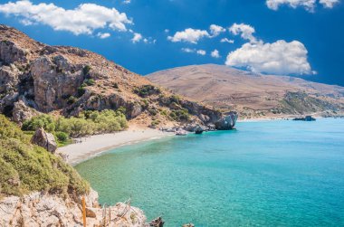 Preveli Beach Crete Island, Yunanistan. 