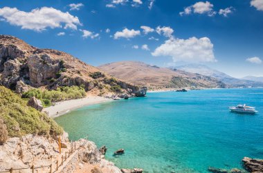 Preveli Beach Crete Island, Yunanistan. 