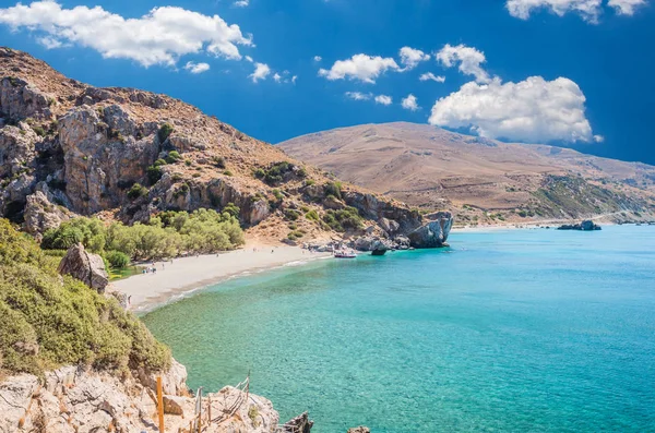 Preveli Beach na ilha de Creta, Grécia . — Fotografia de Stock