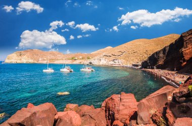 Kırmızı plaj. Santorini, Kiklad Adaları, Yunanistan. 