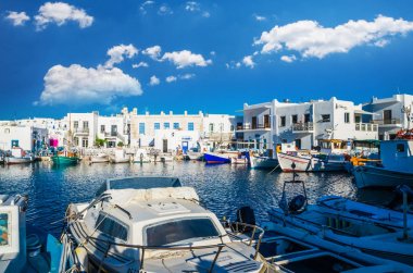 Naousa kasaba, Paros Island, Yunanistan, Temmuz 2017: 