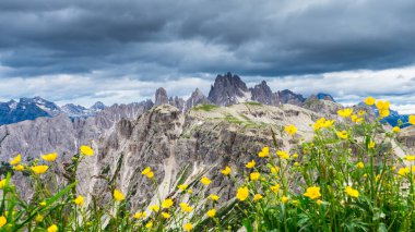 Cadini ve Marmarole Dağları, İtalya. İtalya, Tre Cime di Lavaredo 'dan Dolomiti' nin manzarası çok güzel.