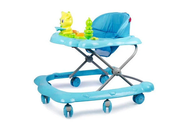 Baby walker med leksaker isolerad på vit — Stockfoto