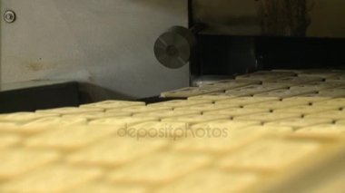 Satır gıda fabrikasında üretim üzerinde pasta fırını. Tanımlama bilgilerini konveyör