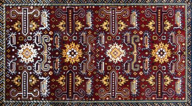 Türkiye-Azerbaycan el yapımı halı parçası. Doku ve geleneksel motiflerle, vintage dokular