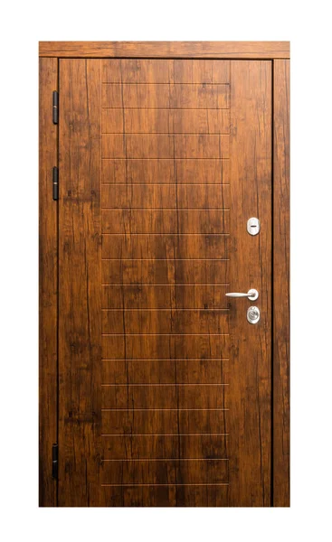 Brown Wooden Door Isolated White Background — Stock Photo, Image