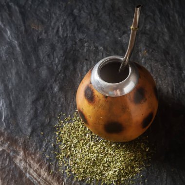 Geleneksel Güney Amerika yerba mate çay su kabakları daire