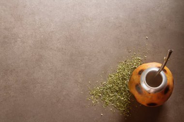 Geleneksel Güney Amerika yerba mate çay su kabakları daire