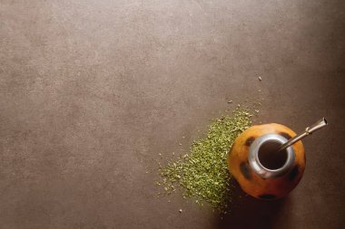 Geleneksel Güney Amerika yerba mate çay su kabakları daire