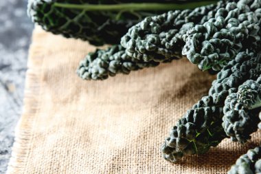 Taze yaprakları lahana salatası. İtalyan mutfağı. Koyu arka plan.