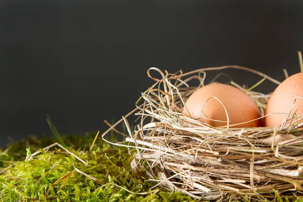 Sfondo pasquale con uova di Pasqua. copia spazio . — Foto Stock