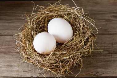 Paskalya Paskalya yumurtaları ile arka plan. Kopya alanı ile Üstten Görünüm.