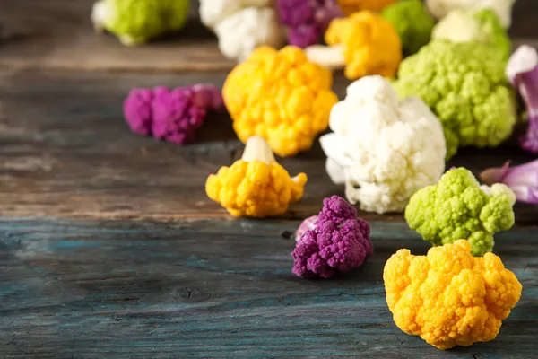 A rainbow of food. Purple cauliflower, orange cauliflower and br