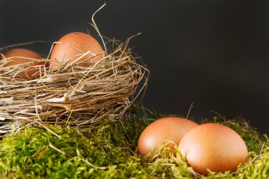Paskalya Paskalya yumurtaları ile arka plan. kopya alanı.