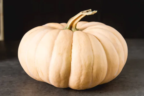 Calabaza madura sobre un fondo oscuro. Un símbolo de Halloween . —  Fotos de Stock