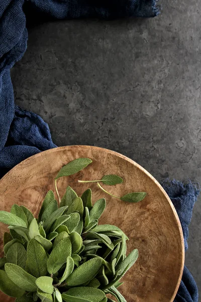 Färsk salvia blad. Italienska örter. Olja för mat. — Stockfoto