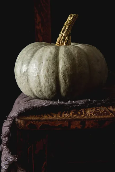 Repas d'automne. Des citrouilles mûres. Jours fériés. Fond sombre . — Photo