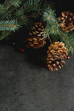 Noel ağacı çan. Yeni yıl koyu arka plan.