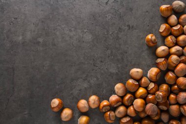 Sonbahar yemek. Fındık vardır fındık. Koyu arka plan.