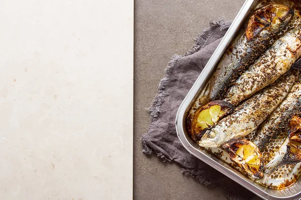 Cornish sardines. For grill and BBG. Dark background. — Stock Photo, Image