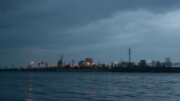 夜の水力発電所 — ストック動画