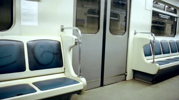 Subway, empty carriage of train — Stock Video