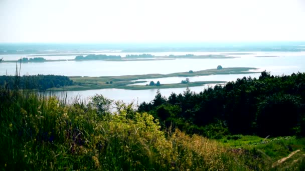 Dnepr river panorama with islands. View from Vitachiv — Stock Video