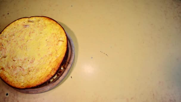 4 k Stop motion της μια τούρτα νόστιμα τυριά που εξαφανίζονται — Αρχείο Βίντεο