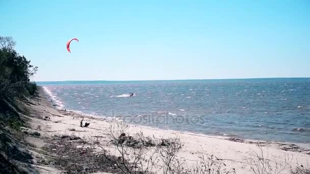 Kite surfing na Dněpr, Ukrajina — Stock video