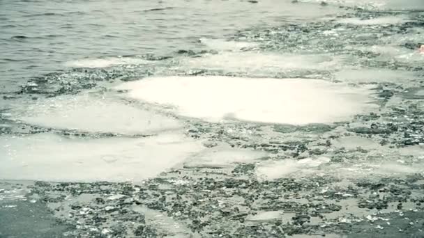 Расколотые льды, плавающие по воде — стоковое видео