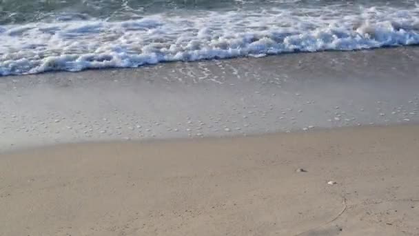Olas en la orilla del mar en la playa de arena — Vídeos de Stock