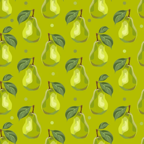 描かれた梨とシームレスなパターン — ストックベクタ