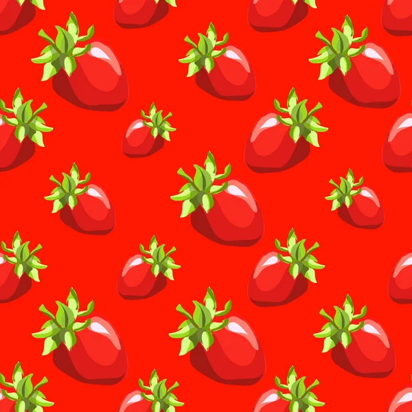 Nahtloses Muster mit einer handgezeichneten Erdbeere — Stockvektor