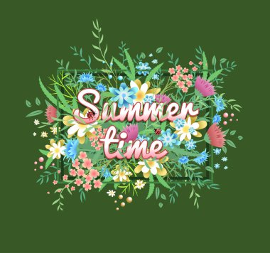 Çiçekler ve bitkiler ile yaz banner